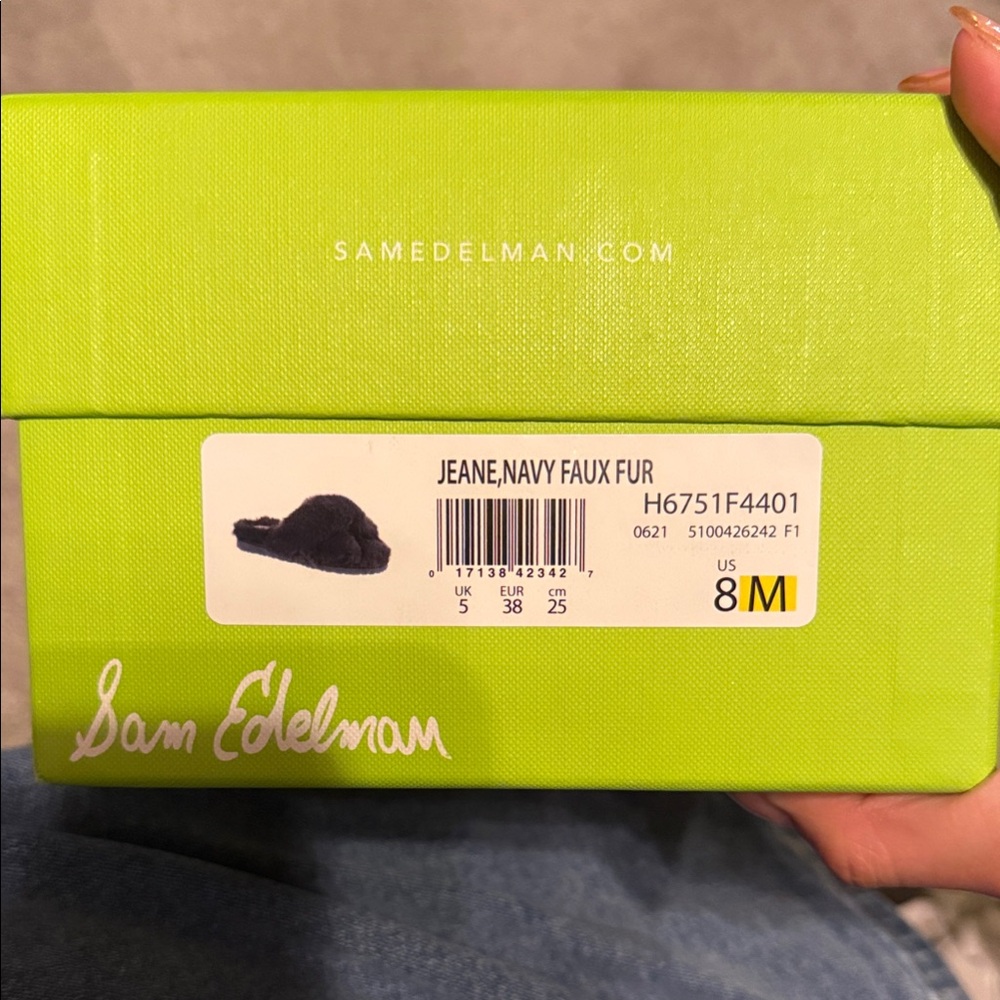 Sam Edelman Navy Faux Fur Slides